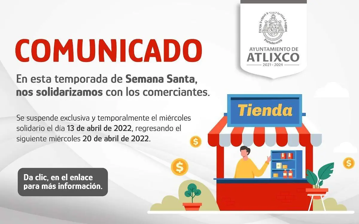 Gobierno de Atlixco se solidariza con los comerciantes